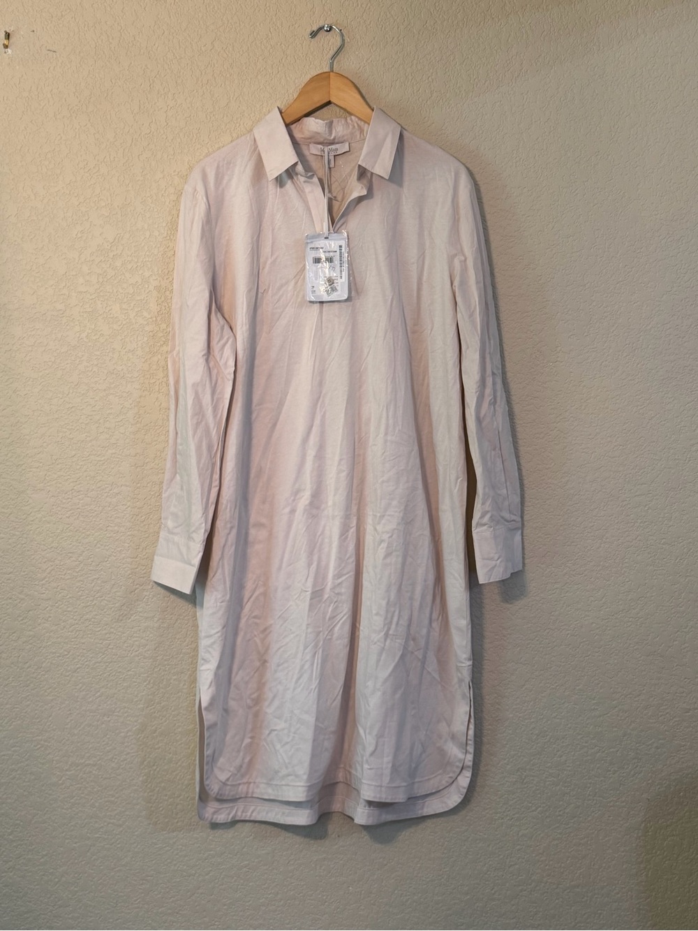 NWT Max Mara Leisure Rimmel Cotton Shirt Dress in Sand, Size: XL